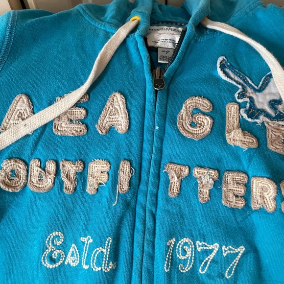 Small American eagle 3/4 sleeve zip up blue - Picture 2 of 2